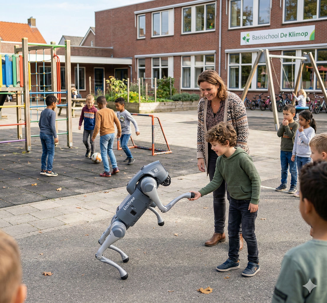 Robothond op school. Robot in de klas